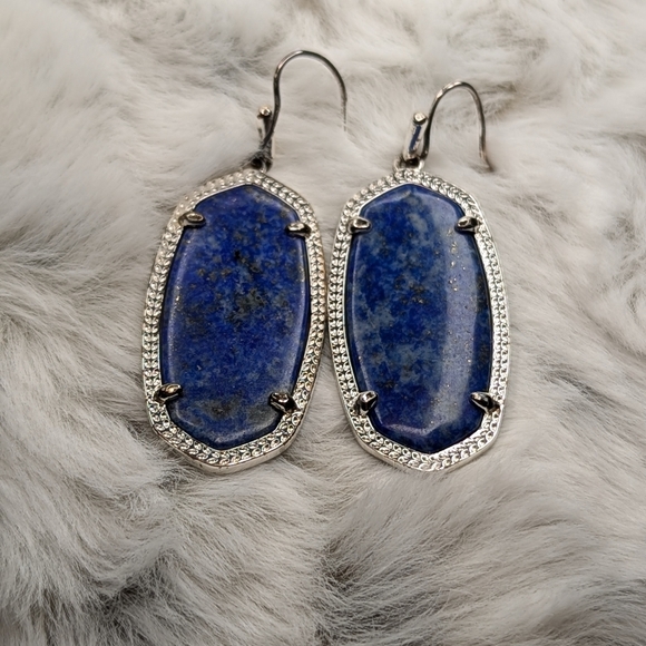 Kendra Scott Elle Lapis Silver Earrings - Picture 3 of 4